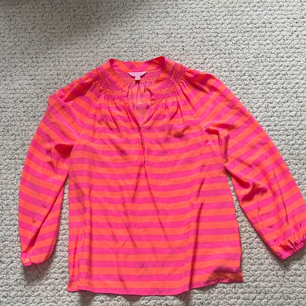 Lilly Pulitzer Pink and Orange Silk Top